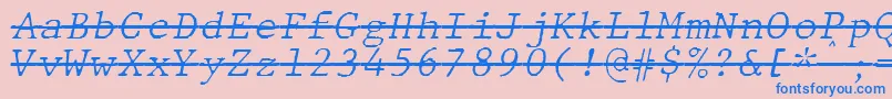 Czcionka JMH Typewriter mono Fine Italic Over – niebieskie czcionki na różowym tle