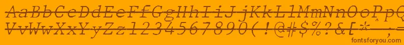 フォントJMH Typewriter mono Fine Italic Over – オレンジの背景に茶色のフォント