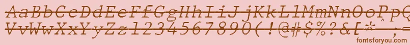 Шрифт JMH Typewriter mono Fine Italic Over – коричневые шрифты на розовом фоне