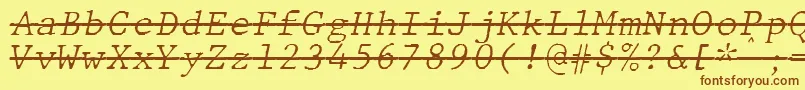 JMH Typewriter mono Fine Italic Over Font – Brown Fonts on Yellow Background
