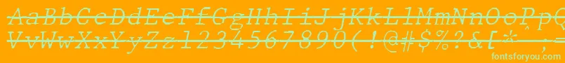 Czcionka JMH Typewriter mono Fine Italic Over – zielone czcionki na pomarańczowym tle