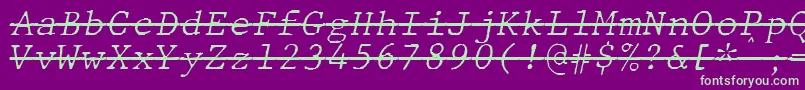 JMH Typewriter mono Fine Italic Over Font – Green Fonts on Purple Background