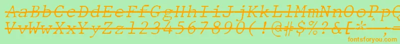 JMH Typewriter mono Fine Italic Over Font – Orange Fonts on Green Background