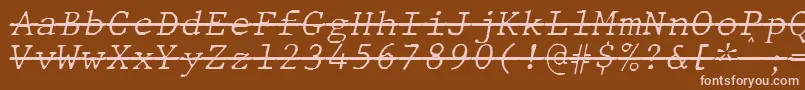 Czcionka JMH Typewriter mono Fine Italic Over – różowe czcionki na brązowym tle