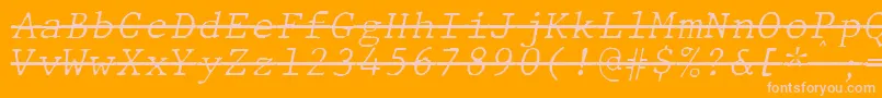 Czcionka JMH Typewriter mono Fine Italic Over – różowe czcionki na pomarańczowym tle