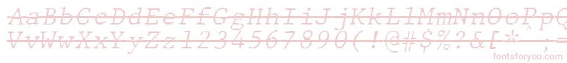 JMH Typewriter mono Fine Italic Over-Schriftart – Rosa Schriften auf weißem Hintergrund