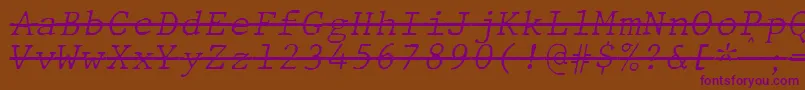 Шрифт JMH Typewriter mono Fine Italic Over – фиолетовые шрифты на коричневом фоне
