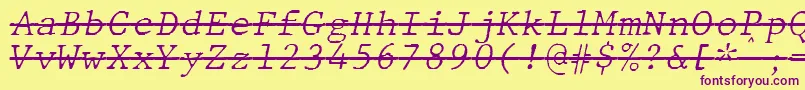 Czcionka JMH Typewriter mono Fine Italic Over – fioletowe czcionki na żółtym tle