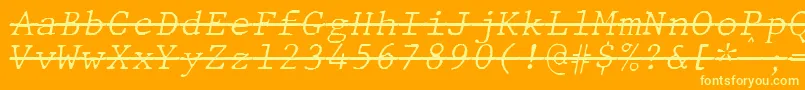 Шрифт JMH Typewriter mono Fine Italic Over – жёлтые шрифты на оранжевом фоне