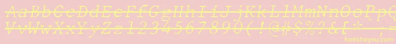 JMH Typewriter mono Fine Italic Over-Schriftart – Gelbe Schriften auf rosa Hintergrund