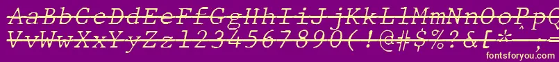 JMH Typewriter mono Fine Italic Over-Schriftart – Gelbe Schriften auf violettem Hintergrund