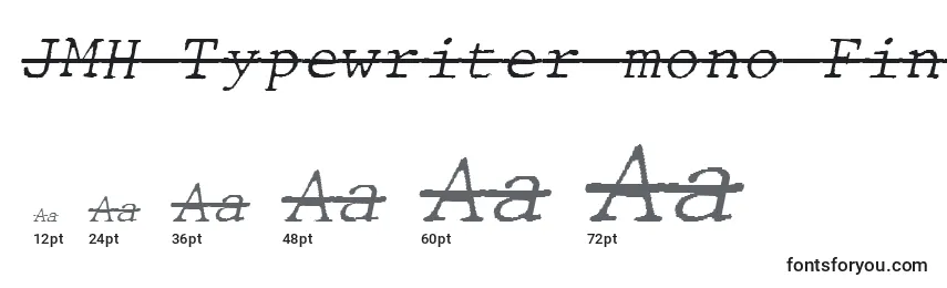 Размеры шрифта JMH Typewriter mono Fine Italic Over