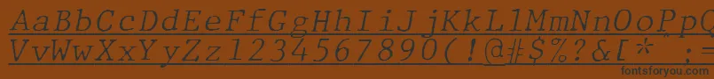 Шрифт JMH Typewriter mono Fine Italic Under – чёрные шрифты на коричневом фоне