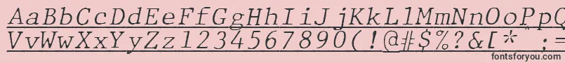 Fonte JMH Typewriter mono Fine Italic Under – fontes pretas em um fundo rosa