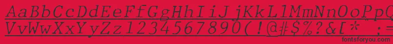 JMH Typewriter mono Fine Italic Under Font – Black Fonts on Red Background