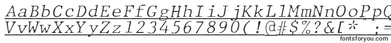 JMH Typewriter mono Fine Italic Under-fontti – erittäin leveät fontit