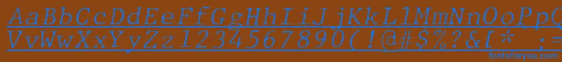 JMH Typewriter mono Fine Italic Under Font – Blue Fonts on Brown Background