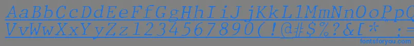 フォントJMH Typewriter mono Fine Italic Under – 灰色の背景に青い文字