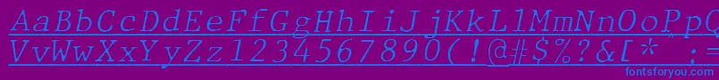 fuente JMH Typewriter mono Fine Italic Under – Fuentes Azules Sobre Fondo Morado