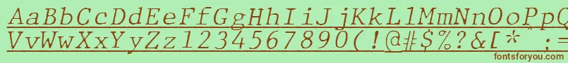 JMH Typewriter mono Fine Italic Under Font – Brown Fonts on Green Background