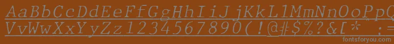 JMH Typewriter mono Fine Italic Under Font – Gray Fonts on Brown Background