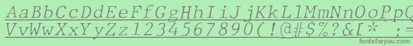Шрифт JMH Typewriter mono Fine Italic Under – серые шрифты на зелёном фоне