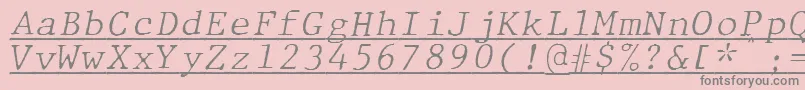 Шрифт JMH Typewriter mono Fine Italic Under – серые шрифты на розовом фоне