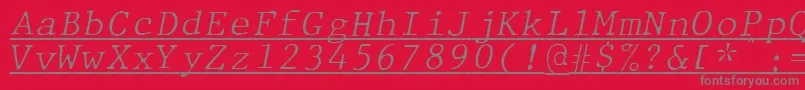 Fonte JMH Typewriter mono Fine Italic Under – fontes cinzas em um fundo vermelho