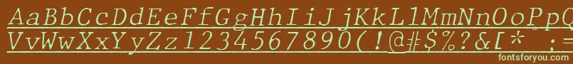 Шрифт JMH Typewriter mono Fine Italic Under – зелёные шрифты на коричневом фоне