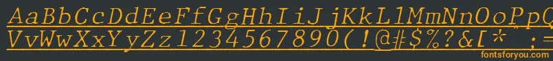 Czcionka JMH Typewriter mono Fine Italic Under – pomarańczowe czcionki na czarnym tle