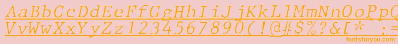 Czcionka JMH Typewriter mono Fine Italic Under – pomarańczowe czcionki na różowym tle