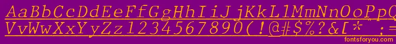 JMH Typewriter mono Fine Italic Under Font – Orange Fonts on Purple Background