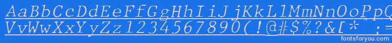 フォントJMH Typewriter mono Fine Italic Under – ピンクの文字、青い背景