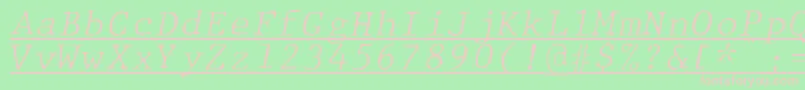 Fonte JMH Typewriter mono Fine Italic Under – fontes rosa em um fundo verde