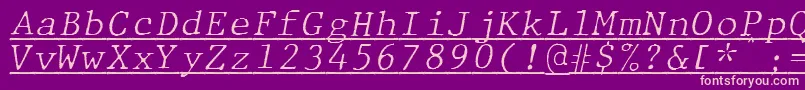 JMH Typewriter mono Fine Italic Under-Schriftart – Rosa Schriften auf violettem Hintergrund
