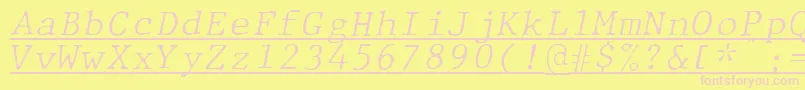 Шрифт JMH Typewriter mono Fine Italic Under – розовые шрифты на жёлтом фоне