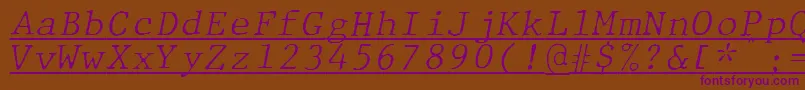 JMH Typewriter mono Fine Italic Under Font – Purple Fonts on Brown Background