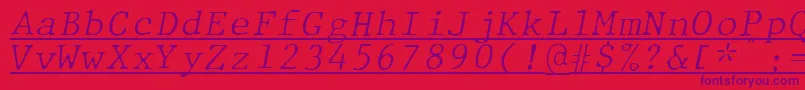 フォントJMH Typewriter mono Fine Italic Under – 赤い背景に紫のフォント