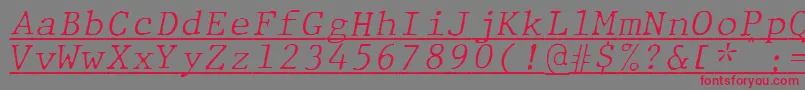 JMH Typewriter mono Fine Italic Under-Schriftart – Rote Schriften auf grauem Hintergrund