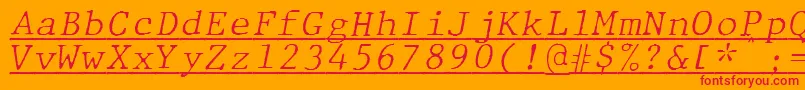 JMH Typewriter mono Fine Italic Under Font – Red Fonts on Orange Background