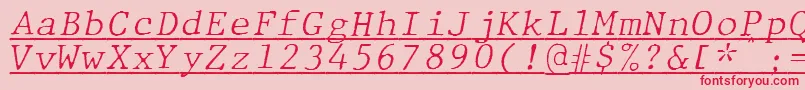 JMH Typewriter mono Fine Italic Under Font – Red Fonts on Pink Background