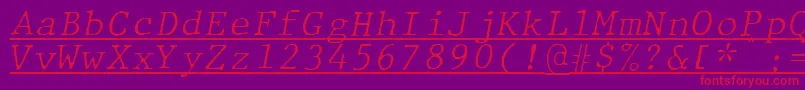 Police JMH Typewriter mono Fine Italic Under – polices rouges sur fond violet