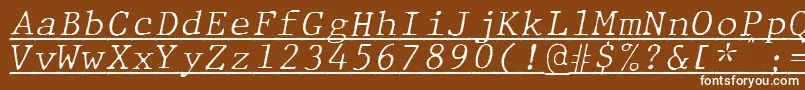 Подробнее о шрифте JMH Typewriter mono Fine Italic Under Шрифт JMH Typewriter mono Fine Italic Under – белые шрифты на коричневом фоне