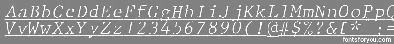 JMH Typewriter mono Fine Italic Under-Schriftart – Weiße Schriften auf grauem Hintergrund