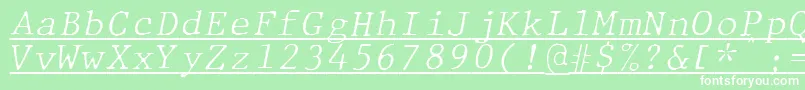 JMH Typewriter mono Fine Italic Under Font – White Fonts on Green Background