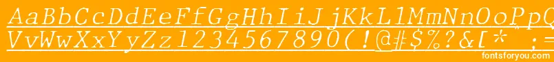En savoir plus sur la police JMH Typewriter mono Fine Italic Under Police JMH Typewriter mono Fine Italic Under – polices blanches sur fond orange