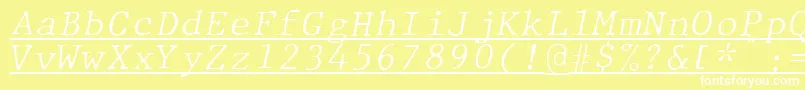 Czcionka JMH Typewriter mono Fine Italic Under – białe czcionki na żółtym tle