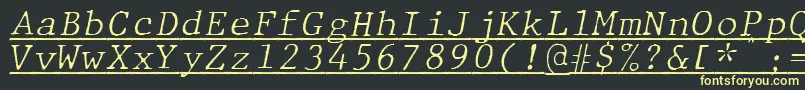 Czcionka JMH Typewriter mono Fine Italic Under – żółte czcionki na czarnym tle