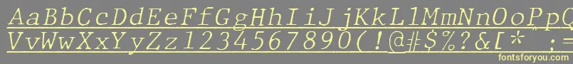 Шрифт JMH Typewriter mono Fine Italic Under – жёлтые шрифты на сером фоне