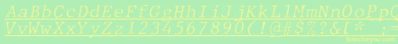 fuente JMH Typewriter mono Fine Italic Under – Fuentes Amarillas Sobre Fondo Verde